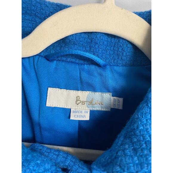 Boden Womens Alice Blue Tweed Wool Blend Scalloped Trim Jacket Size US 6P - Picture 4 of 5